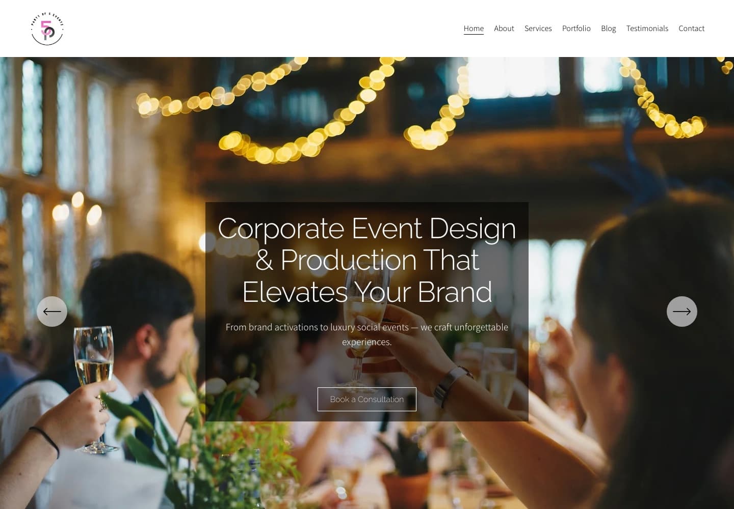 Party of 5 Eventz — website preview