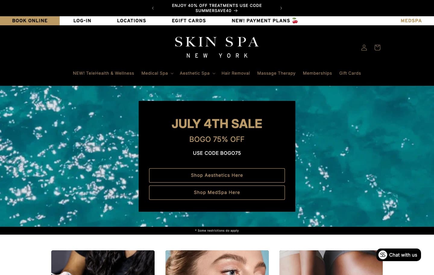 Skin Spa New York — website preview